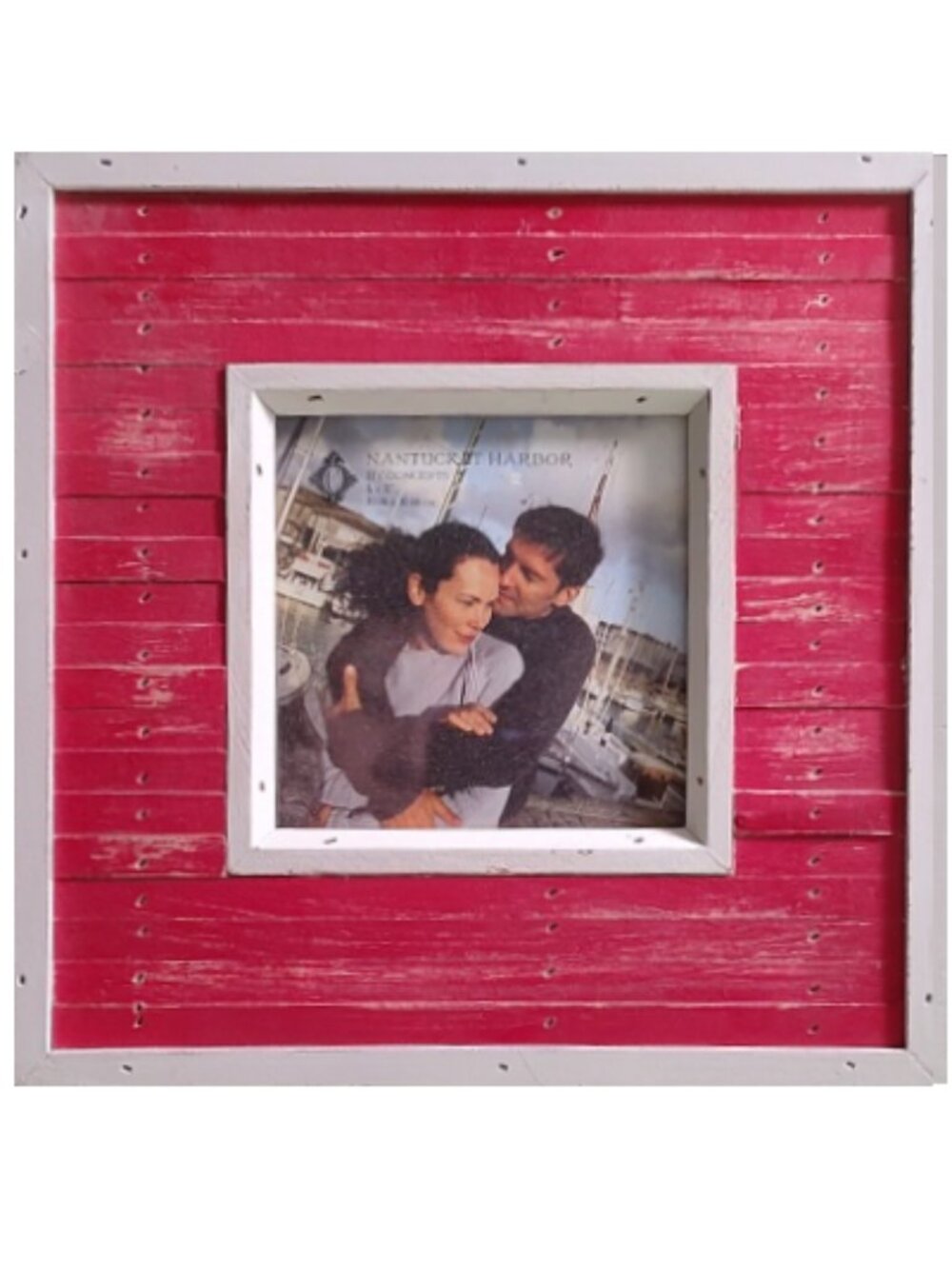 Red White Distressed Coastal Square Picture Frame